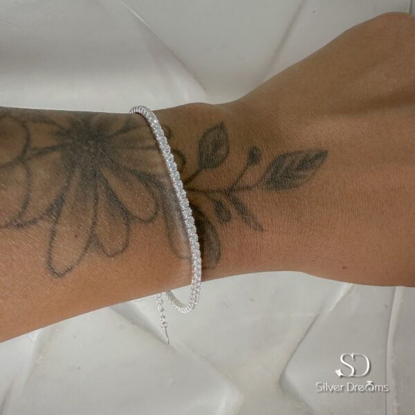 Pulseira Feminina Riviera Branca 2 mm em Prata 925