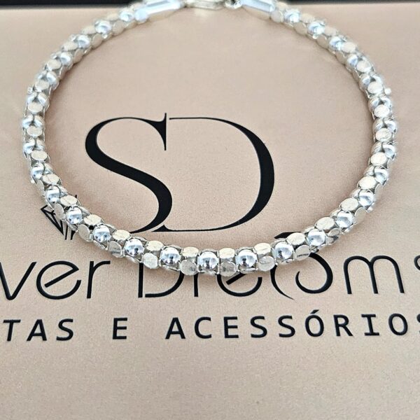 Pulseira Feminina Pipoca 3 mm em Prata 925