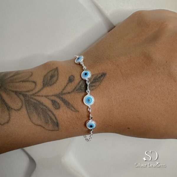 Pulseira Feminina Olho Grego 2 mm em Prata 925